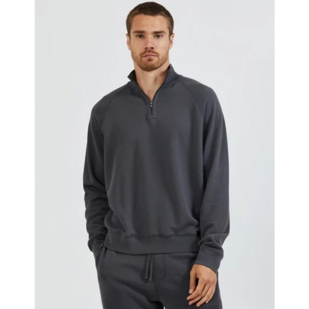 ATM Anthony Thomas Melillo Quarter Zip Pullover Cotton Sweater Flint Mens Sz L